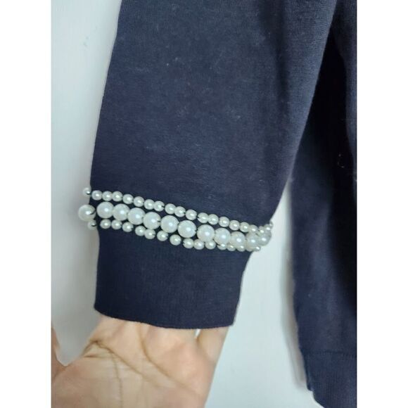 NWOT Linea by Louis Dell'Olio Black w/ White Pearls Cotton Button Up Cardigan 1X - Picture 3 of 8